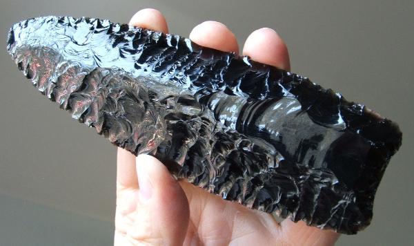Clovis Point -- Black Obsidian -- 2004 A.D.
