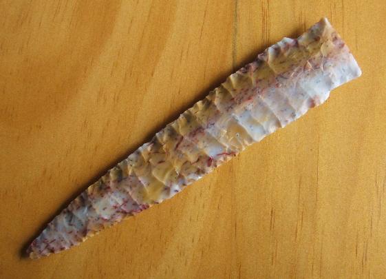 Scottsbluff style lance point made from Gemfield Jasper in 2008 A.D.