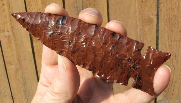 Desert Side Notch Spear Point -- Brown Obsidian -- 2008 A.D.