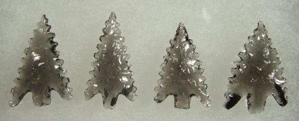 Set of 4 Gunther style arrowheads--Midnight Lace Obsidian--2009 A.D.
